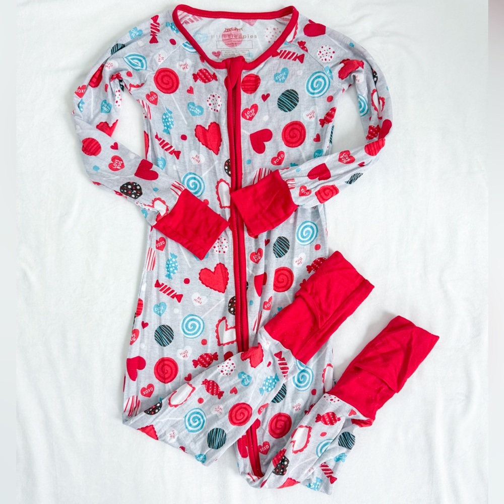Little Sleepies Gray Sweet Valentine Zippy 3T